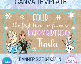 Ice Princess Birthday Banner | Frozen Themed Party Decor (Digital Download)
