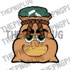 Money Bag Cartoon With Cash Png