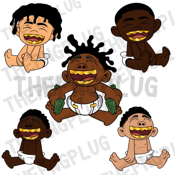 20 Black Cartoon Project Baby Boy Bundle Png