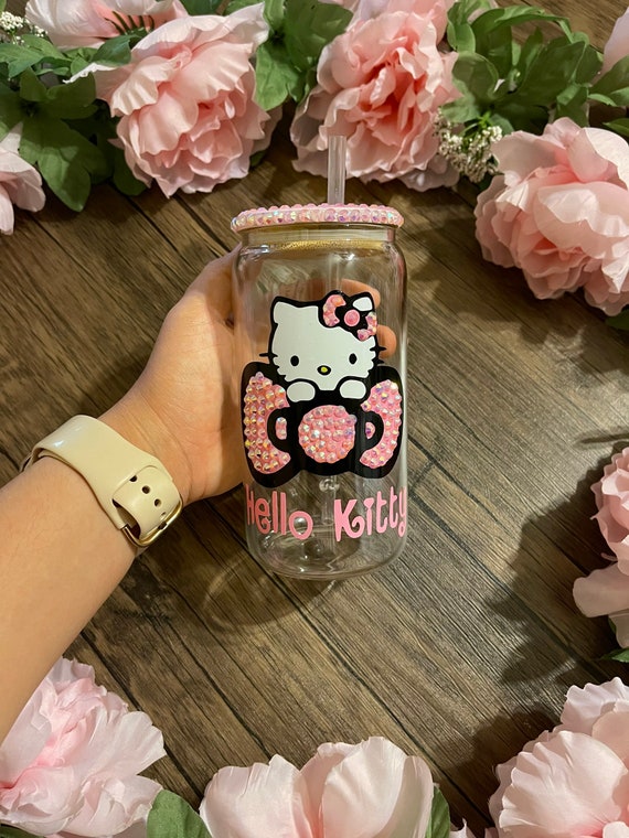 Pink Kawaii Kitty Glass Cup Beer Glass Cup Kawaii Kitty Cupcute