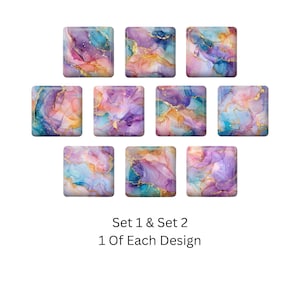 Alcohol Ink Marble Glass Fridge Magnet: Cat Lover Gift