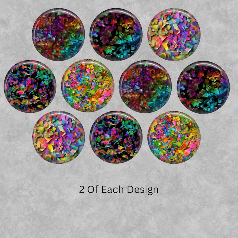 Geometric Glass Cabochons: Multi Coloured Abstract Craft Supplies (12mm ...