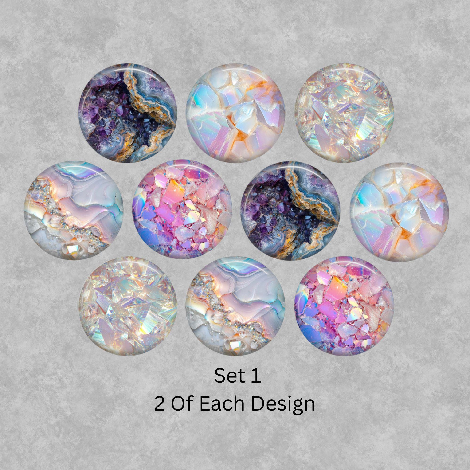 Handmade Argate Crystal Geode Effect Glass Cabochons: Jewelry Making ...