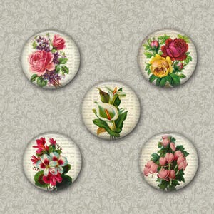 Botanical Flowers Glass Fridge Magnets, Glass Magnets, Housewarming Gift, Office Magnets, Abstract Magnet