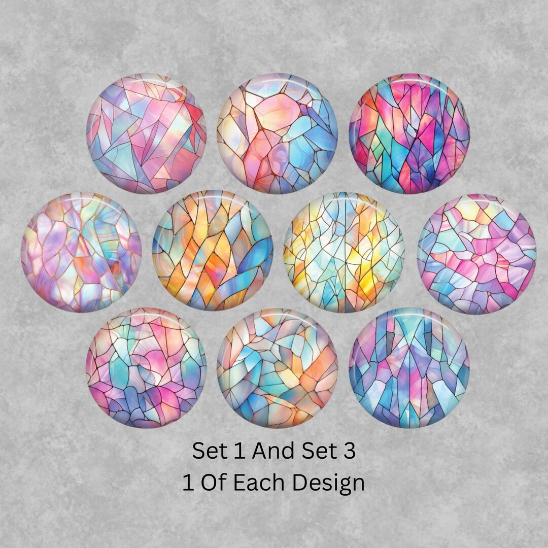Handmade Abstract Glass Cabochons: Multi-coloured Geometric Jewellery ...