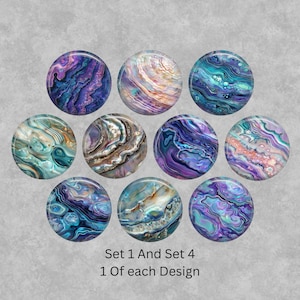 Multicoloured Seashell Abstract Glass Cabochons, 6mm,8mm10mm, 12mm,14mm, 16mm, 20mm, 25mm, Flat Back, Cabochons, Jewellery Supplies