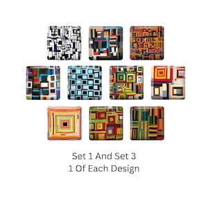 Abstract Sqaure Glass Fridge Magnet, Cat Lover, Housewarming Gift, Office Magnets