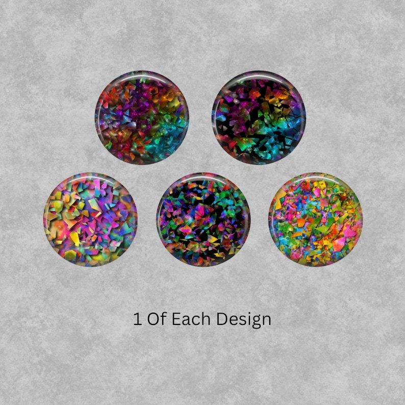 Geometric Glass Cabochons: Multi Coloured Abstract Craft Supplies (12mm ...