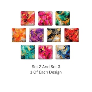 Alcohol In Ink Marble Sqaure Glass Fridge Magnet, Cat Lover, Housewarming Gift, Office Magnets