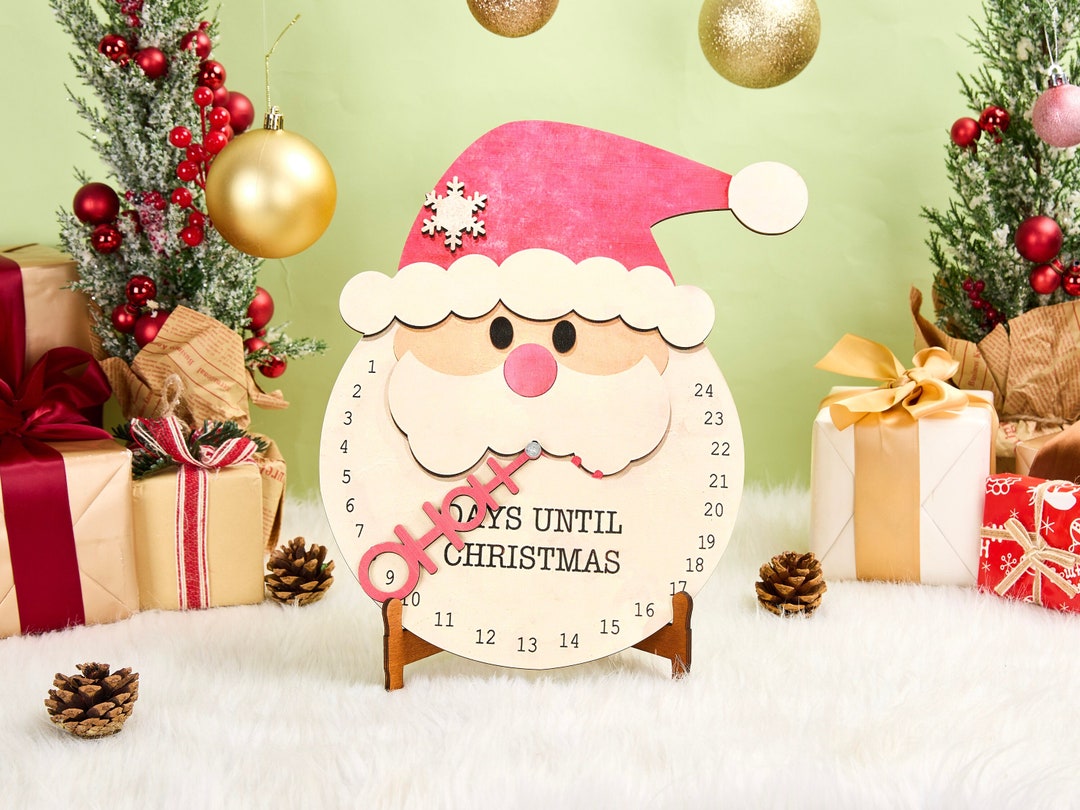Santa Countdown Clock Christmas Countdown Sign With Movable Etsy