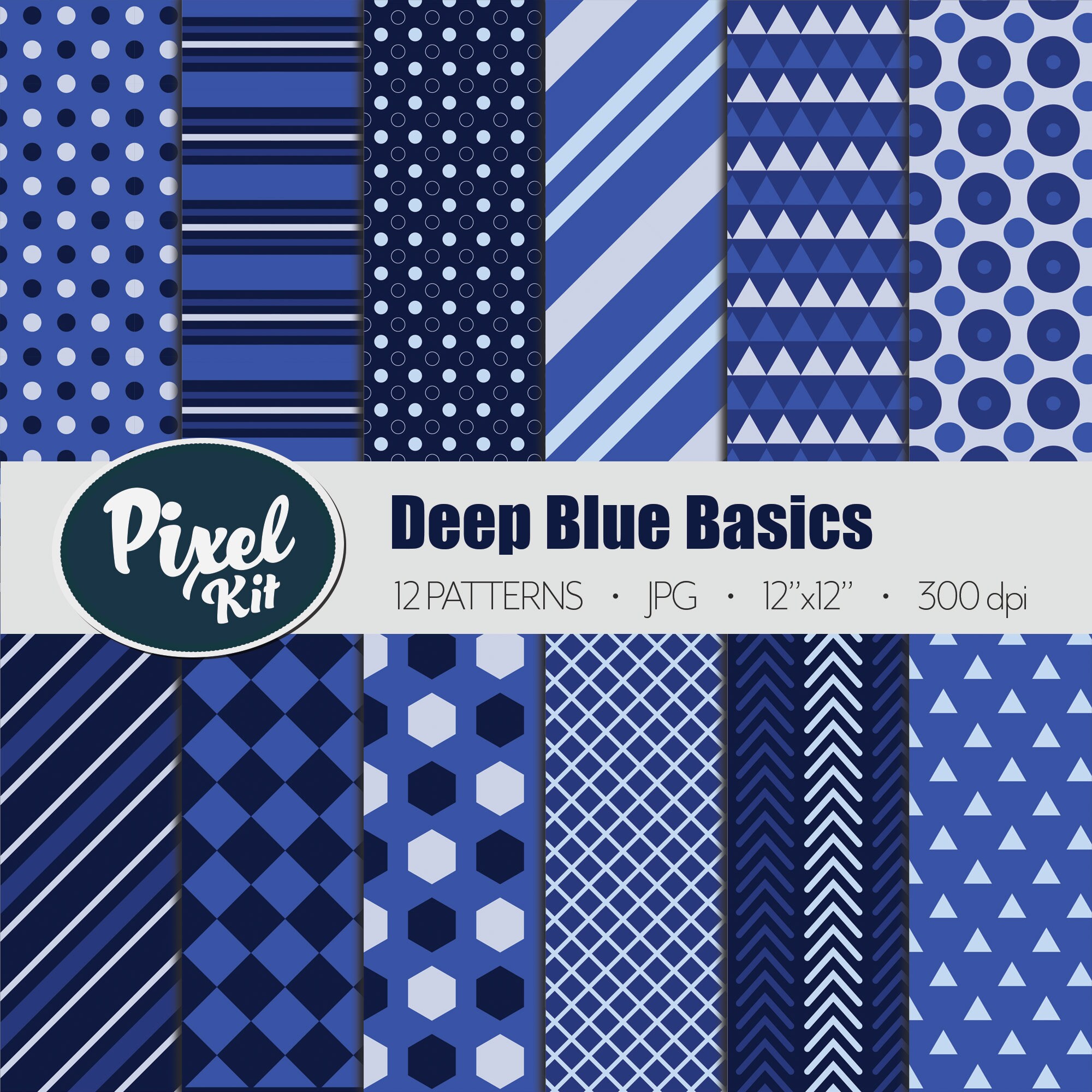 Deep Blue Basics Seamless Paper for Scrapbooking Instant Etsy