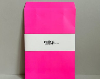2 sturdy gift bags, block bottom bags, size. L, neon pink