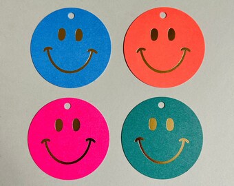 4 Gift Tags, Tags, Smiley, 4 Colors