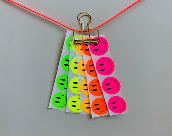 Sticker Set Smileys - 40 neon smileys in five different neon colors: 8 x yellow, 8 x pink, 8 x orange, 8 x coral, 8 x green