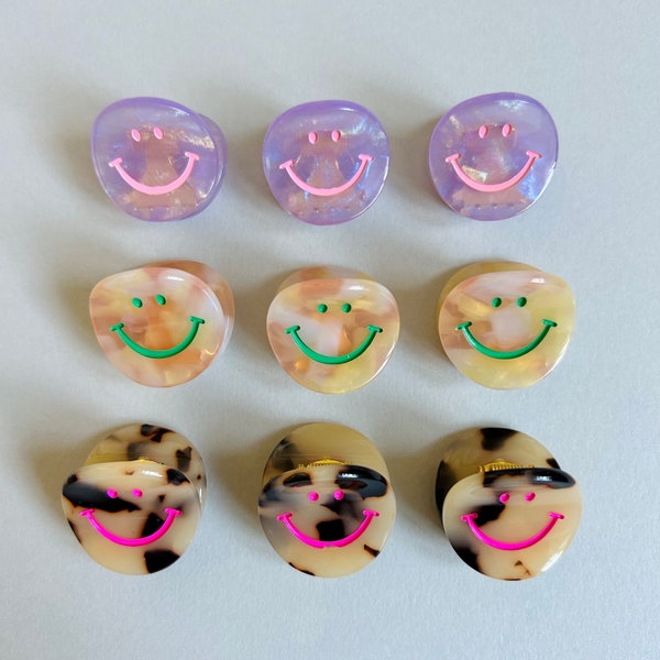 Hair clip Smiley, small & round - 3 different versions