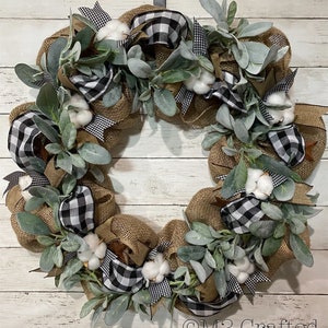 Buffalo Check Burlap Wreath Black