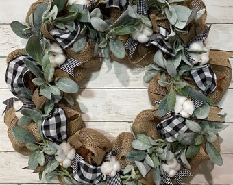 Buffalo Check Burlap Wreath