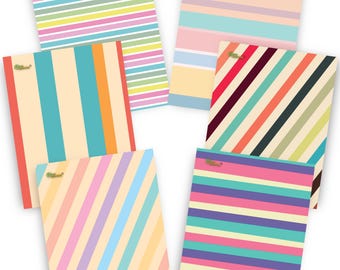Striped Pocket Folders – 6 Pack by New Generation | Bright, Fun School or Office Organization