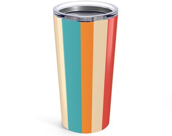 Striped Stainless Steel Tumbler: 20oz Reusable Travel Mug