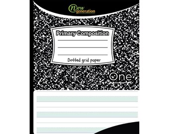 Dotted Grid Primary Composition Notebook: K-2 School Supplies
