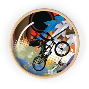 Vibrant Bike Art Wall Clock | Retro Bicycle Decor | Unique Gift for Cyclists | Colorful Home Wall Art | Modern Cycling Design