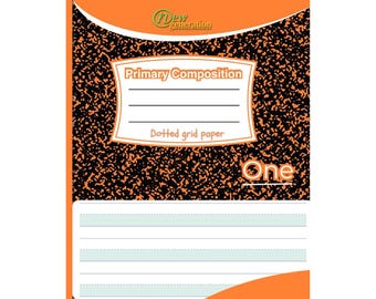 Dotted Grid Primary Composition Notebook: K-2 School Supplies