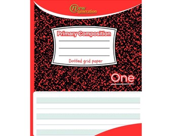 Dotted Grid Primary Composition Notebook: K-2 School Supplies