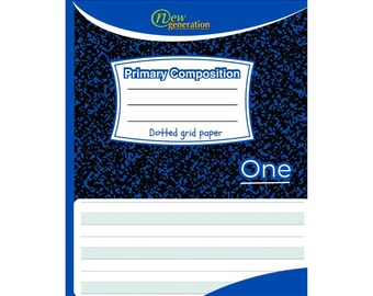 Dotted Grid Primary Composition Notebook: K-2 School Supplies