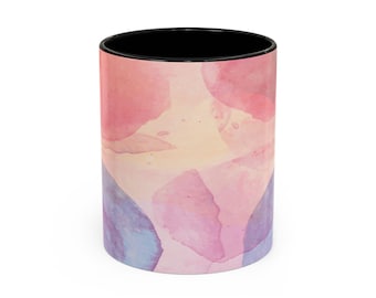 Watercolor Coffee Mug - Ceramic Tea Cup, Artistic Floral Design