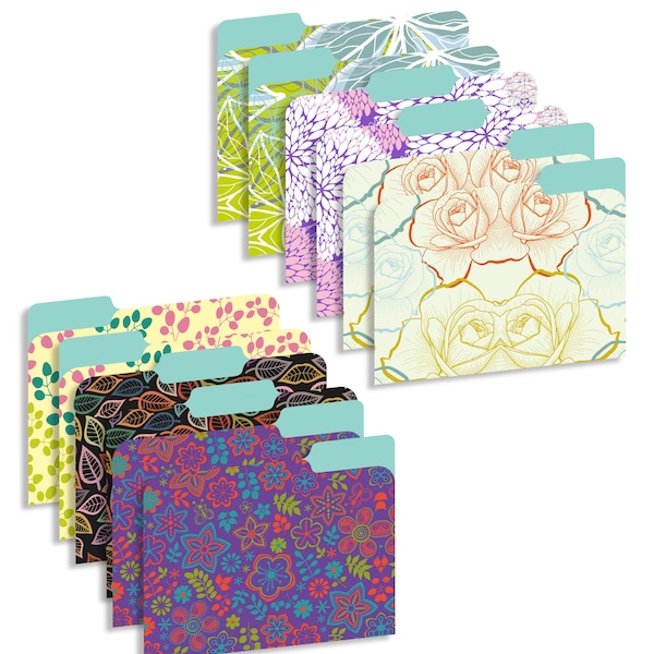 Floral File Folders: Decorative Letter Size, 12 Pack