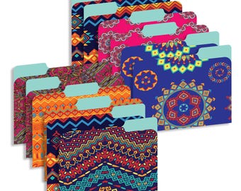 Ethnic File Folders: Decorative Letter Size, 12 PK