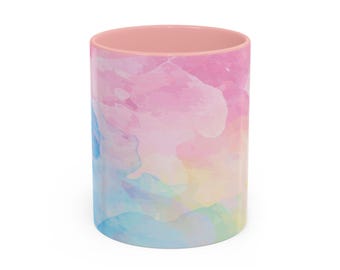 Colorful Ceramic Coffee Mug: Inspiring Pastel Drinkware - 11oz/15oz