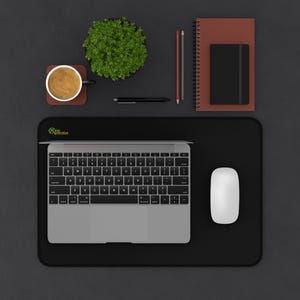 Black Neoprene Desk Mat: Waterproof Office Decor