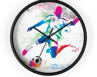 Soccer Player Wall Clock: Sports Decor for Game Room