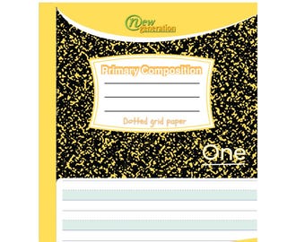 Dotted Grid Primary Composition Notebook: K-2 School Supplies