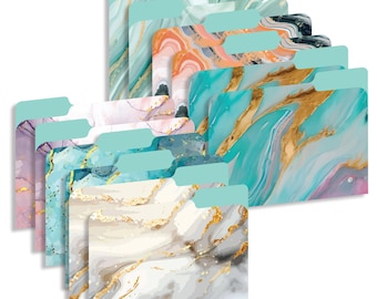 Marble File Folders: Decorative Letter Size, 12 PK