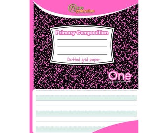 Dotted Grid Primary Composition Notebook: K-2 School Supplies