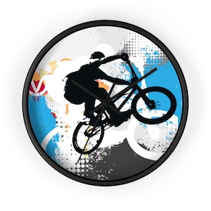 Inspirational Biker Wall Clock | Unique Home Decor | Cycling Gift for Him | Sports Wall Art | Bicycle Lover&#39;s Timepiece