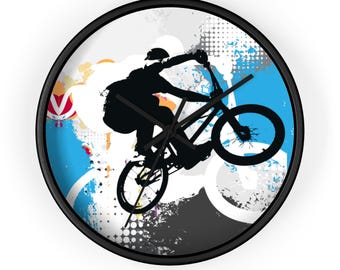Biker Wall Clock: Inspirational Sports Art - Cycling Home Decor