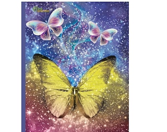Butterfly Composition Notebook: Wide Ruled, Galaxy Design