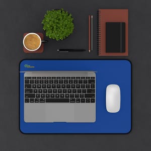 Blue Neoprene Desk Mat: Waterproof Office Decor