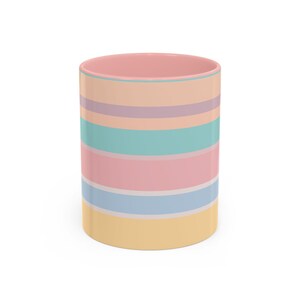 Pastel Striped Coffee Mug for Cozy Mornings, Gift for Tea Lovers, Birthday Present, Colorful Kitchen Decor, Cute Coffee Cup