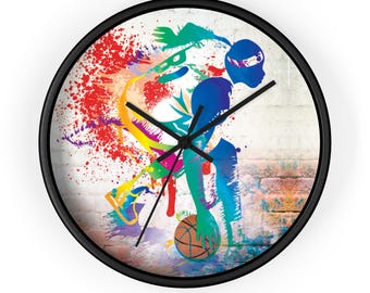 Basketball Wall Clock: Vibrant Sporty Decor - Teen Room, Game Day