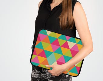 Geometric Laptop Sleeve: Colorful Neoprene Computer Case