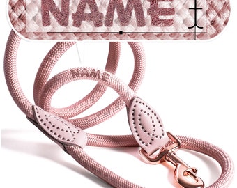 Personalized dog leash, 1.2 m or 1.7 m length - rope leash, custom print with name - perfect as a gift or training leash! Mauve
