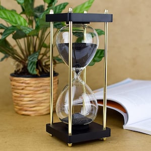 Clessidra vintage da 15 minuti, orologio timer a sabbia rotante 360, ottone  vetro da 15 minuti