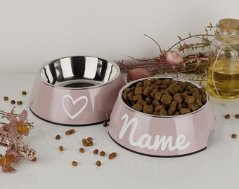 ne&no®  personalisierter Futternapf 2er Set für mittlere Hunde, Katzen oder Welpen - Mit Herzmotiv