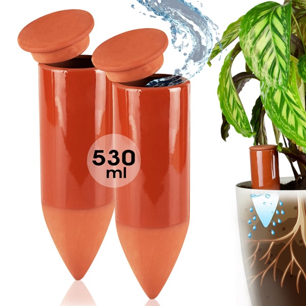 LIVONDO Terracotta Bewässerungshilfe handgefertigt | Gießhilfe modern | Planzenbewässerung ohne Strom (530 ml)