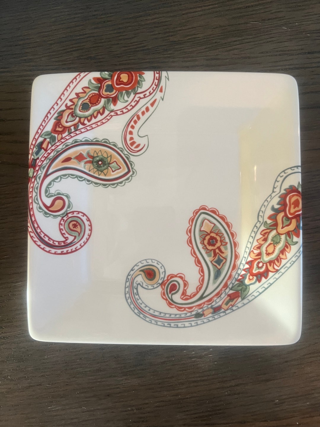Misto Multi Paisley Square Salad Plate by Tabletops Etsy