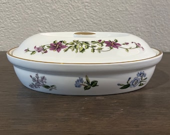 Stafford Flowers Covered Oval Baking Dish by Spode